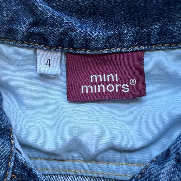 MINI MINORS Girls Dress Denim Top Floral Skirt Size 4 Long Sleeve Pockets Blue - Picture 5 of 6